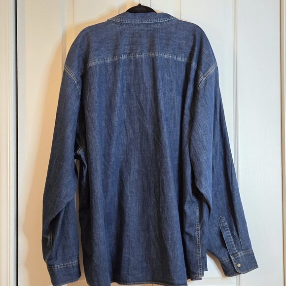 NWT Wrangler 5X Men's Western Denim Snap Shirt | Cowboy Wash | Big & Tall - Picture 3 of 11